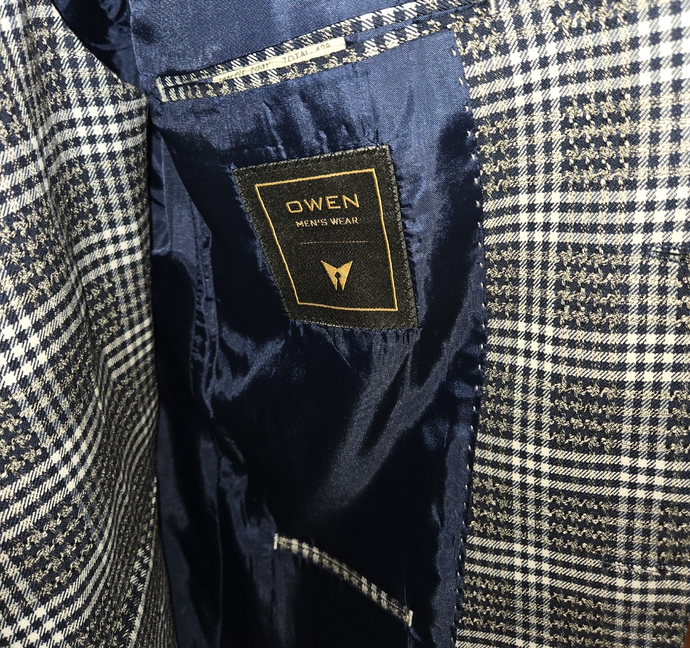 Owen Men's Wear Navy Plaid Suit - Picture 2 of 15